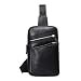 Produktbild PLAQV Umhängetaschen Herren Leder Schultertasche, wasserdicht Brusttasche für männer Für Wandern, Reisen, Schwarz,Black