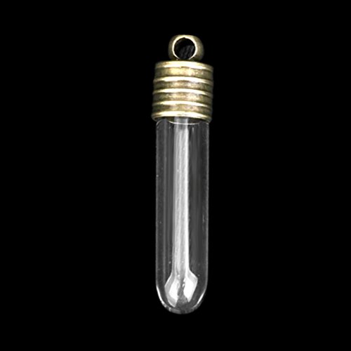 Pixnor 10ST Mini leeres Glas Tube Vials Charms Wunsch Flaschen Anhänger klar - 3
