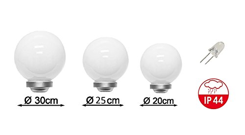 3 x LED Solarkugel Marla Solarleuchte Gartenleuchte mit Erdspieß, Durchmesser 20+25+30 cm Solarleuchte Kugelleuchte Gartenkugel - 7