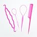 GL Fashions® 4 Pcs Set Styling Clip Bun Maker + Hair Twist Braid Ponytail Comb Tool Accessories (Pink)