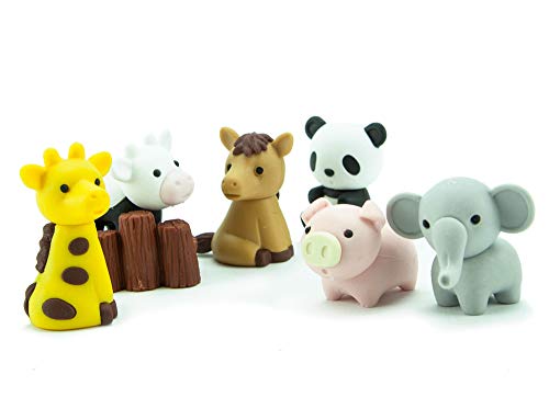 Ty Iwako Eraserz - Zoo Animals Pack, Colours May Vary - Figura de Juguete (IWAKO ERZ2000)