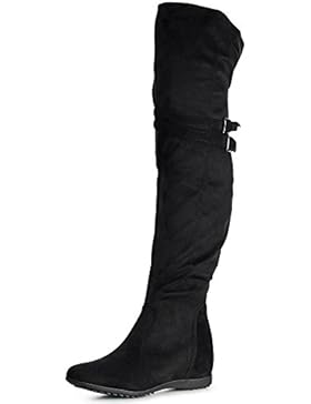 topschuhe24 972 Damen Stiefel Overknee Keilabsatz