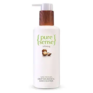 PureSense Macadamia Deep Nourishing Hair Cleanser/Shampoo for Dry and Chemically Treated Hair, Repairs, Strengthens & Hydrates Hair, Controls Frizz, Sulphate & Paraben Free, 200 ml