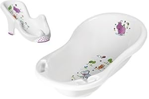 OKT KIDS 2er Set Hippo weiß Badewanne XXL 100 cm + Badesitz