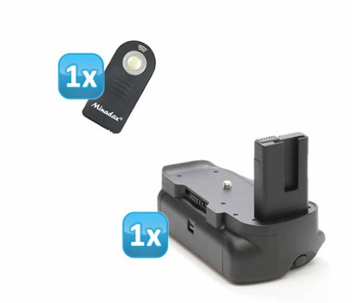 Minadax poign  e d alimentation professionnelle de grande qualit   pour nikon d5100 avec d  clencheur grand format pour 2 x eN-eL14 batterie 1 x t  l  commande infrarouge