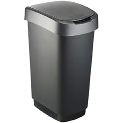 Rotho Twist Poubelle , plastique (PP), noir / anthracite, 50 litres (40,1 x 29,8 x 60,2 cm)