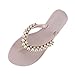 Produktbild Sillor Zehentrenner Damen Sandalen T-Strap Flach Sommer Perlendekoration Flip Flops Bequeme Hausschuhe Strand Slippers