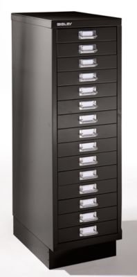 Bisley Schubladenschrank - 15 Schubladen für Format DIN A4 tiefschwarz - Schrank Schubladenschrank Wandschrank Wandschränke Büroschrank