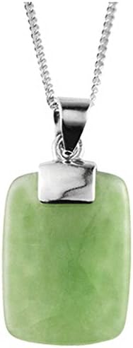 Orton West Womens Jade Rectangle Pendant - Silver/Green