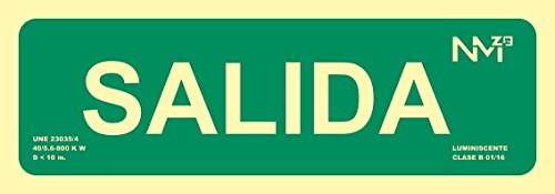 Normaluz RD12104 - Señal luminiscente de salida de PVC clase B, 10,5x30 cm homolagada.