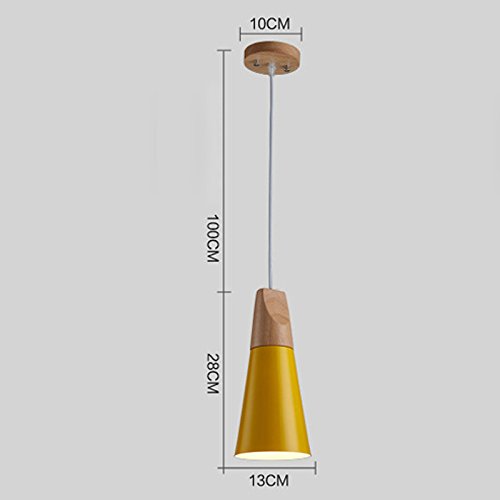 Le Homeware E27 Anhänger Schatten Holz und Aluminium Kronleuchter lampenschirm (Glühbirne nicht im Lieferumfang enthalten) AC110-240V 13cm x 28cm Gelb - 2
