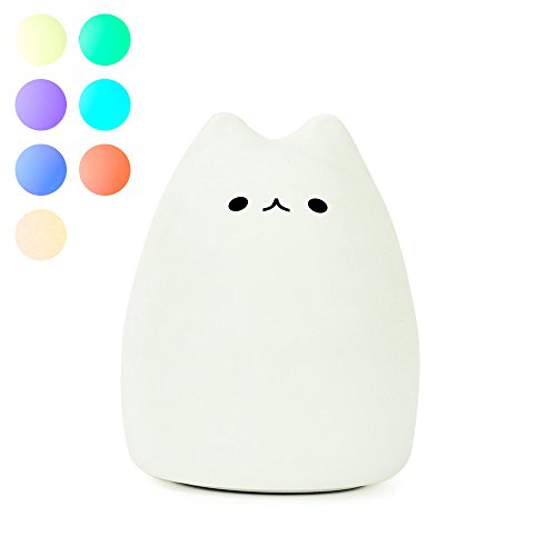 LED Kind Nachtlicht Katze Silikon 7 Farben Sensitive Berührungssteuerung für Baby Schlafzimmer