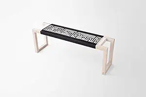 Doxey Furniture Natural Rope Wood Bench/White and Black Cotton Rope Bench (White)