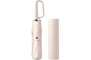 erised's bifrost Ombrello da Viaggio Pieghevole Compatto con Impugnatura a Moschettone/8 Stecche/Nervature Lega/Protezione UV/Leggero e Portatile/UPF 50/Pioggia Sole/Donne Bambini