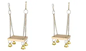 KSK Parrot/Bird Natural Wood Hanging Swing Toy for Small Bird (KSKWS020VE, 1+1)