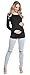 Happy Mama. Women's Maternity Jersey Stretch Top T-shirt Tunic Long Sleeve. 947p (Black, 10)