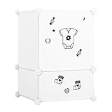 LANGRIA Kleiderschrank 6-Kubus DIY Modular Regalsystem Schuhschrank mit Aufkleber mit verschiedenen Kategorie-Icons Milchig Weiß - 3