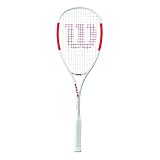 Contenido: Wilson Raqueta de squash, Pro Staff Ultra Light, incluye funda, Unisex, tamaño de la cabeza: 467 cm², peso: 143 g (sin cordaje), patrón de cordaje: 14 x 18, material: grafito, color: blanco/rojo, WRT916230