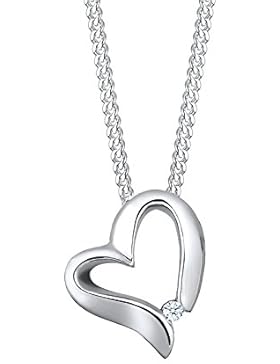 Elli PREMIUM Damen Schmuck Halskette Kette mit Anhänger Herz Liebe Freundschaft Liebesbeweis Silber 925 Diamant...