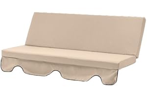 Gardenista Garden Swing Hammock Bench Replacement Cushion Seat | Outdoor Canopy Patio Furniture | Water Resistant | Soft & Comfortable | 3 Seater (Stone)