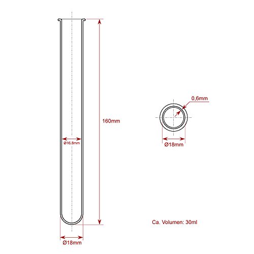 100x Reagenzgläser mit Bördelrand | Laborglas | Starkwandig ✓ Viele Größen ✓ (160 x Ø18mm) - 5