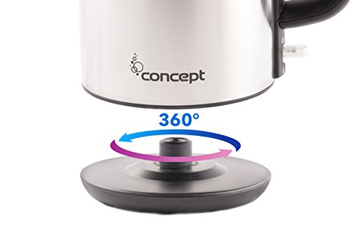 CONCEPT Hausgeräte rk3031 Wasserkocher, Otter-Zentralkonnektor, Herausnehmbarer Anti-Kalk-Filter, 1,7 L, 2200 W, mattierter edelstahl - 2