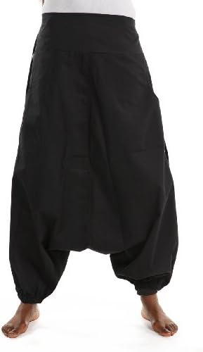 FANTAZIAEthnic Women's Men's Spring Summer Basic Harem Trousers – Size S to XXXL Black