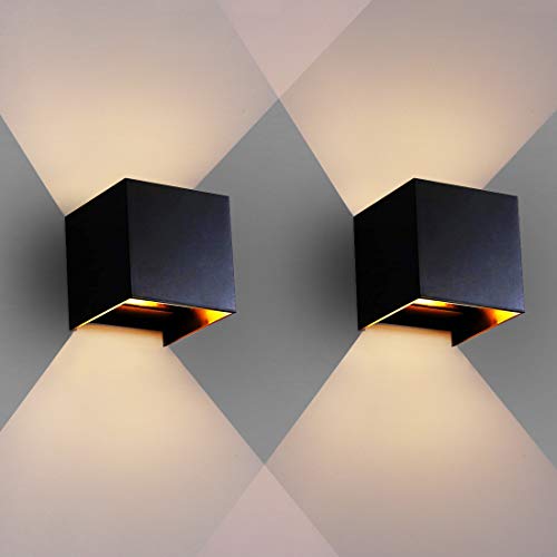 OOWOLF 2 Pezzi LED Lampada da Parete IP65 Impermeabile Esterna, Applique di G9 Lampadina Sostituibile, 3000K Bianco Caldo per Esterno ed Interno, Portico, Bagno, Corridoio,Balcone (Nero)