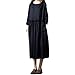 Produktbild Damen Kleid, Malloom Plus Size Frauen Langarm Solid O-Neck Baumwolle und Leinen lose Langes Kleid rückenfreies Minikleid Fester Langes beiläufiges Kleid