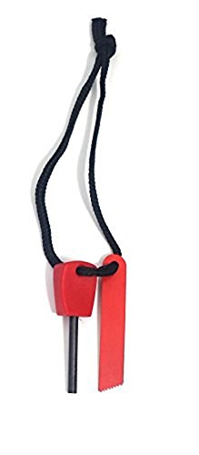 AoE Performance Mini Magnesium Flint Fire Starter Striker Spark Lighter Outdoor Camping Kit (Red)