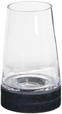 Tobs Small Glass Cone Dome Candle Holder with Open Top & Black Base 16 cm