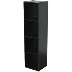 Compo ER Meuble de Rangement Colonne 4 Casiers Bibliothèque Etagères Cubes Noir 31 x 29,5 x 123 cm