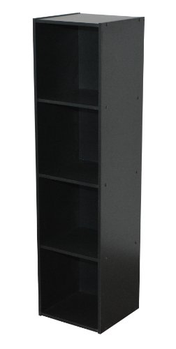 Compo ER Meuble de Rangement Colonne 4 Casiers Bibliothèque Etagères Cubes Noir 31 x 29,5 x 123 cm