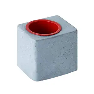 GOMAADS Concrete Handcrafted Greenin Decorative Minimalist Cement Succulent Planter for Adding Plant Life to Your Home or Office (Red)