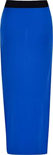 Ladies Elasticated Full Length Stretchy Jersey Womens Plain Maxi Skirt (XXL (20-22), Royal Blue)