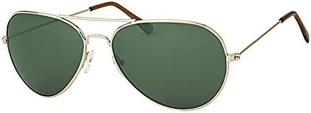 Gold Metal Frame Aviator Dark Lens Sunglasses Man Woman Unisex