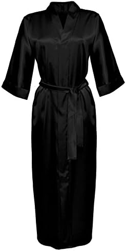 DKaren Luxury Nightwear Satin Dressing Gown Robe Kimono Sleepwear Lingerie Set - 130 - Various Colors