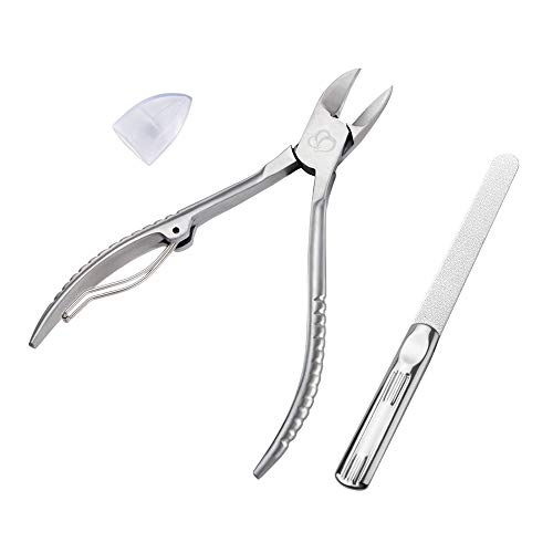 Gotofine Cortauñas/Alicate para Uñas de los Pies Gruesas y Encarnadas, con Lima de Uñas, Acero Inoxidable de la Calidad Superior,Herramienta de Podólogo