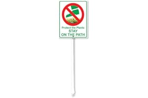 Geroclonup Cartello con scritta "Keep Off The Grass Yard Protect The Plants Stay On The Path Sign with Stake 11,5 × 15 cm No Walking On Grass Cartello in alluminio robusto ecologico per cortile,