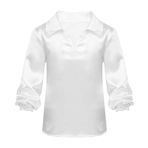 ranrann Enfant Garçon Haut Danse Latine Jazz Chemise Manches Longues Satin Tunique Top Danse Salon Chemisier Costume de Bal Tenue Performance Dancewear 8-14 Ans