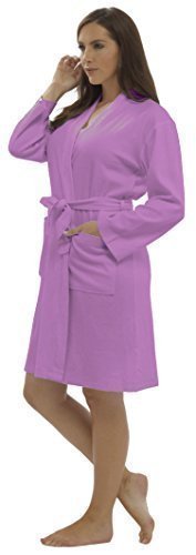 Damen 100% Baumwolle Waffel Bad Robe Bademantel Sommer Bademantel Gewickelt Hausmantel