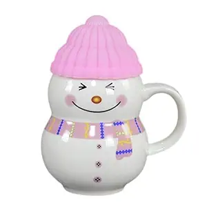 Pride Store Snow Mug with Lid for Coffee Tea Milk Juice Mug 300 ML Cute Snow Santa for Christmas Kids Gift Birthday Gift Home Decor, as a Gift to Your Friends and Family. 300ML Mug (Pink Snow Mug)
