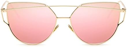 Women Fashion Twin-Beams Classic Metal Frame Mirror Sunglasses Cat Eye Glasses