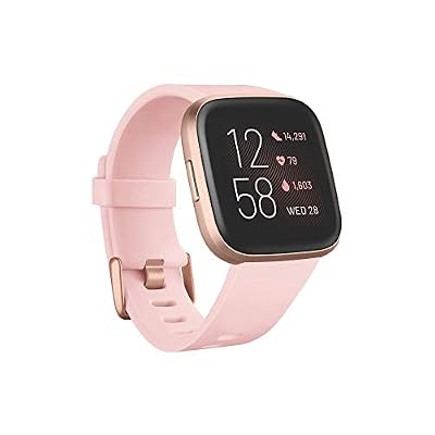 Fitbit Versa 2 : Montre connectée forme et bien-être avec contrôle vocal, score de sommeil et musique, Rose Pétale/Rose Cuivré