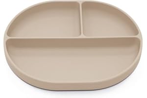 SELLA PRODUCTS Silicone Suction Plate for Babies and Toddlers - Non-Slip Design with Suction Base, Oval Plate for Weaning and Highchair Use - BPA-Free, Hypoallergenic, Easy to Clean and Store (Nude)