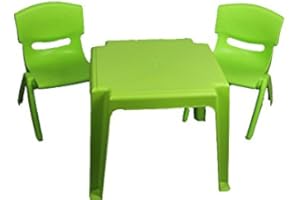 A406 Kids Childrens Plastic Study Garden or Inside table and chairs set for Boys and Girls Red Blue Green Pink
