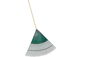 Easy Shopping® Garden Lawn Leaf Rake 20 Tooth Tines 150cm Strong Long Handle Lightweight Comfortable Grip Green Blade