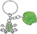 Produktbild Schlüsselanhänger FROSCH mit BLATT, Metall/Glas
