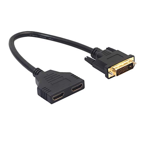 Preisvergleich Produktbild Jamicy DVI-D Adapter, DVI-D 24 + 1 Stecker auf 2 HDMI-Buchse Adapterkabel Bidirektionaler HDMI-Wandler