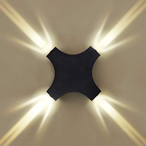 SISVIV 12W LED Applique Esterno Lampada da Parete Interno Moderno Lampada da Muro Design Impermeabile IP65 per Soggiorno Corridoio Balcone Nero